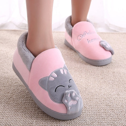 Women Cat Non-slip Winter Cat House Slippers